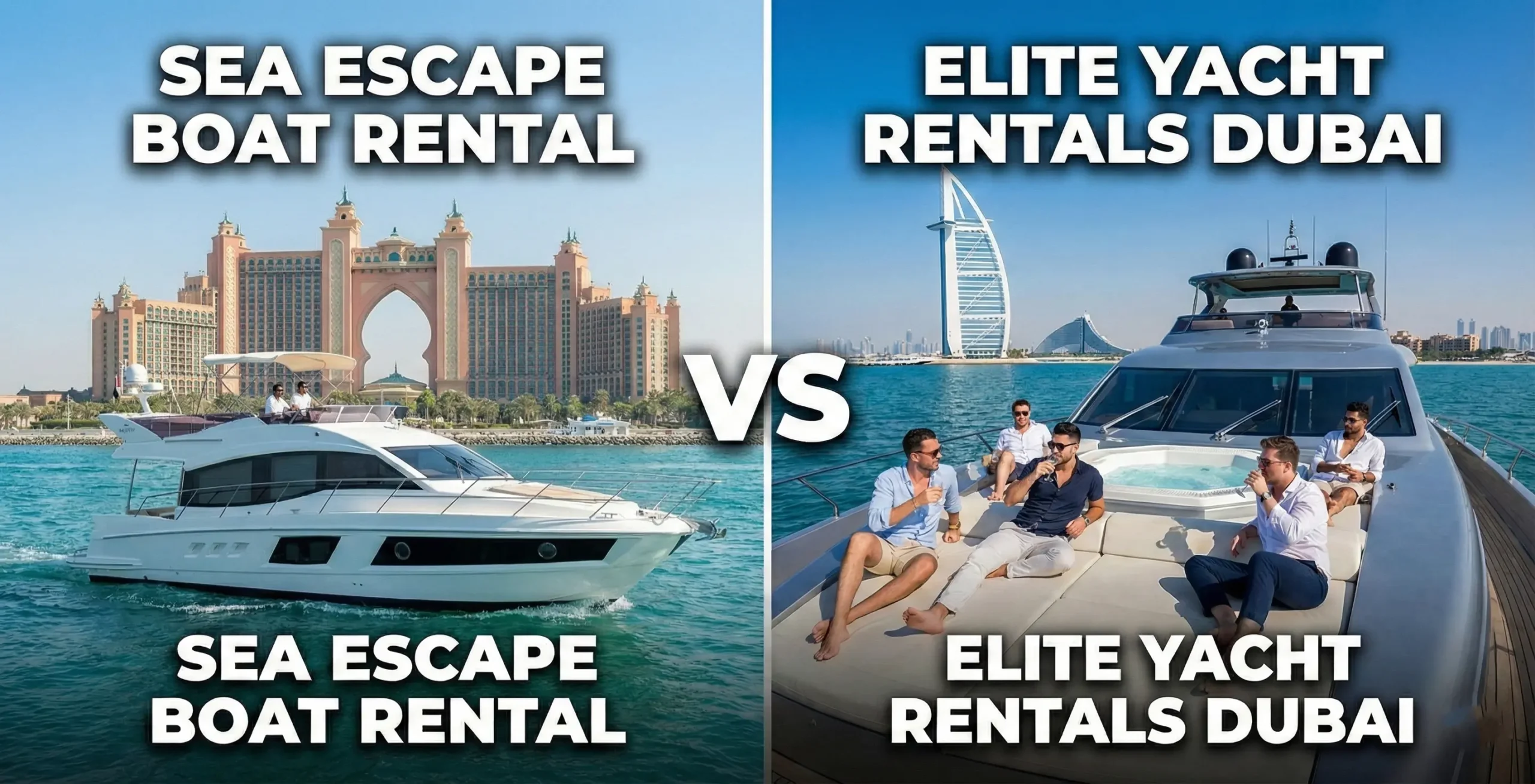 Sea Escape Boat Rental VS Elite Yacht Rentals Dubai